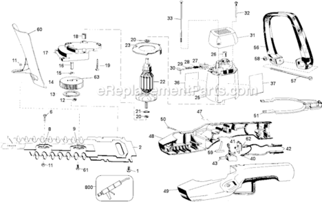 Page A Diagram and Parts List for 8134 Type 2 Black and Decker Hedge Trimmer